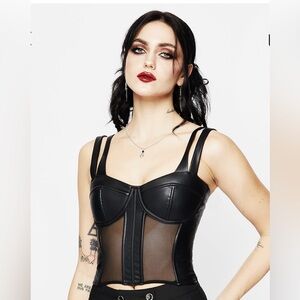 NWT Black Disturbia Mesh Corset
